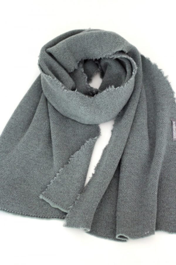 Knitted scarf, grey-teal