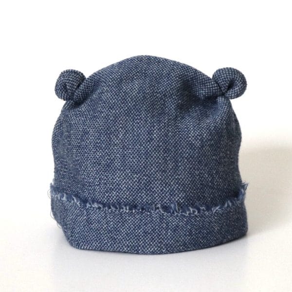 Wool beanie, blue jean, 3-6 m, with ears