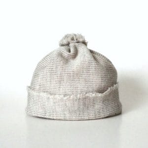 Wool beanie, beige stripe, 3-8 months